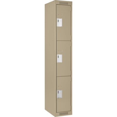 Casiers Clean LineMC, 3 niveaux, 12" x 15" x 72", Acier, Beige, Rivet (assemblé)