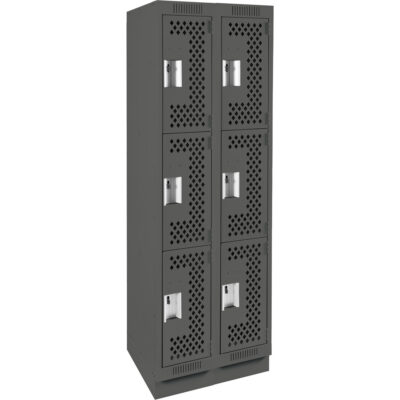 Casiers Clean LineMC, 3 niveaux, Bloc de 2, 24" x 15" x 76", Acier, Charbon, Rivet (assemblé), Perforé