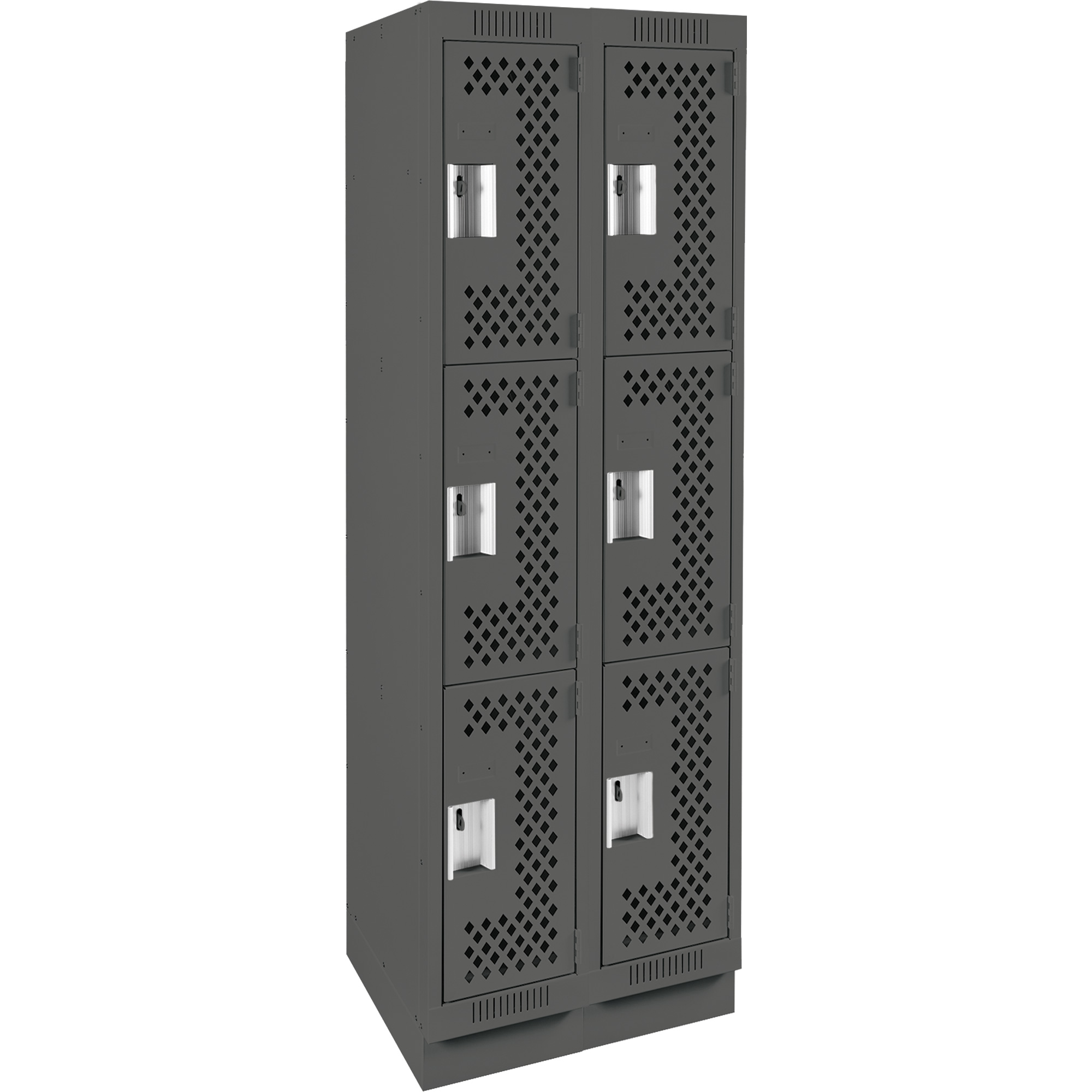 Casiers Clean LineMC, 3 niveaux, Bloc de 2, 24" x 15" x 76", Acier, Charbon, Rivet (assemblé), Perforé