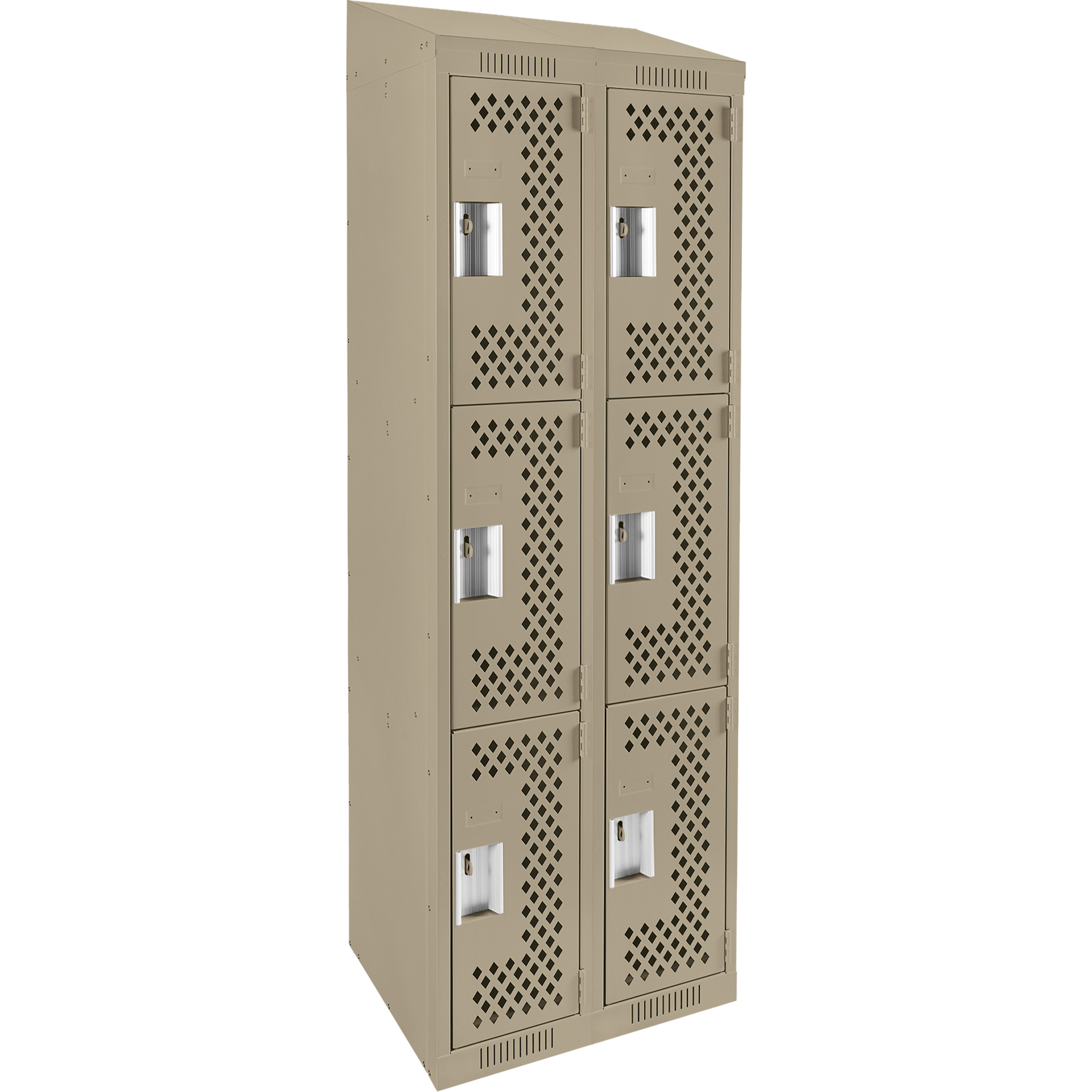 Casiers Clean LineMC, 3 niveaux, Bloc de 2, 24" x 15" x 78", Acier, Beige, Rivet (assemblé), Perforé