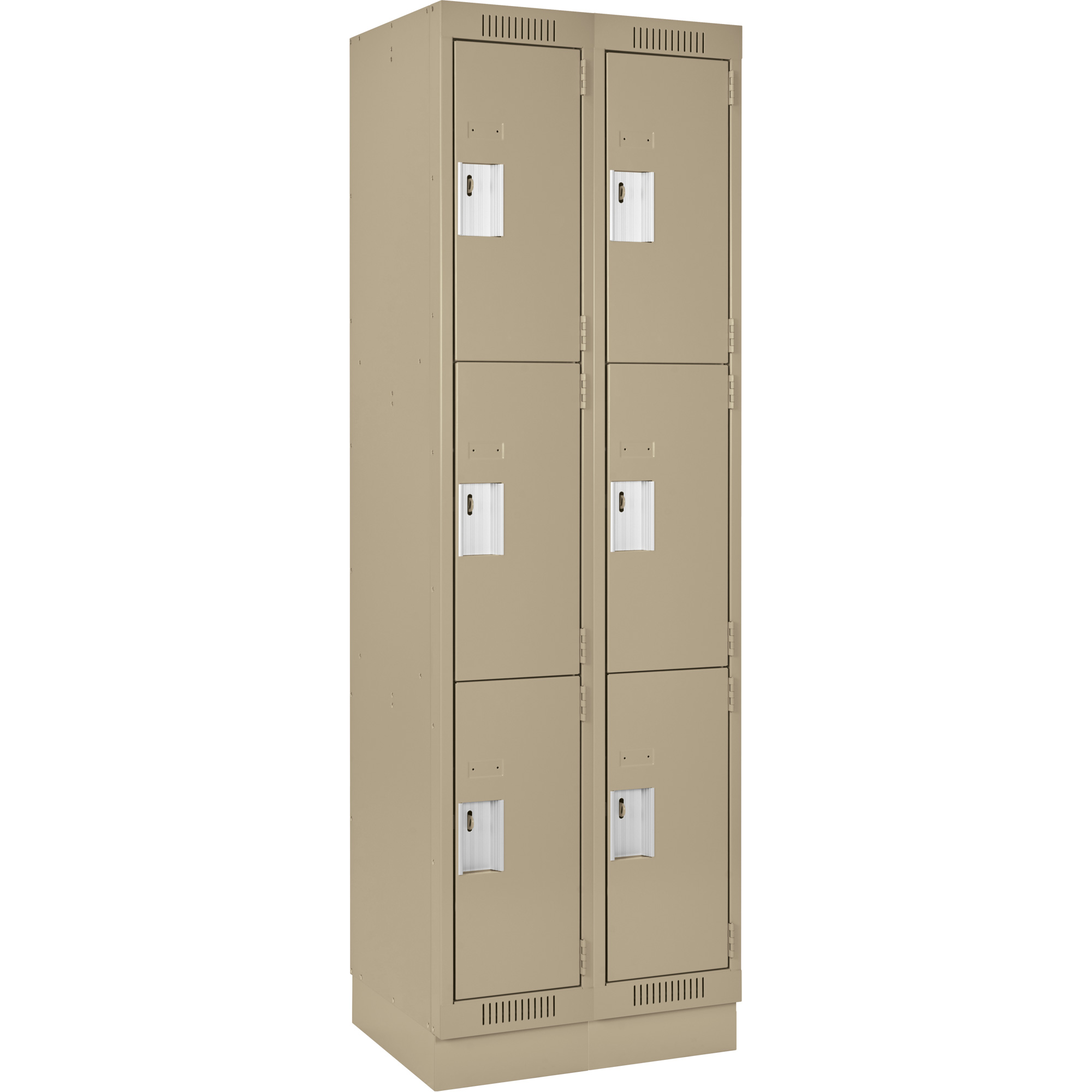 Casiers Clean LineMC, 3 niveaux, Bloc de 2, 24" x 12" x 76", Acier, Beige, Rivet (assemblé)