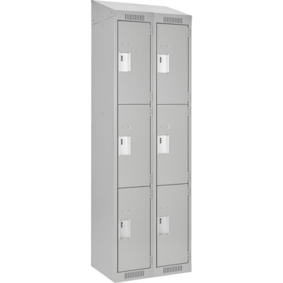 Casiers Clean LineMC, 3 niveaux, Bloc de 2, 30" x 15" x 78", Acier, Gris, Rivet (assemblé)