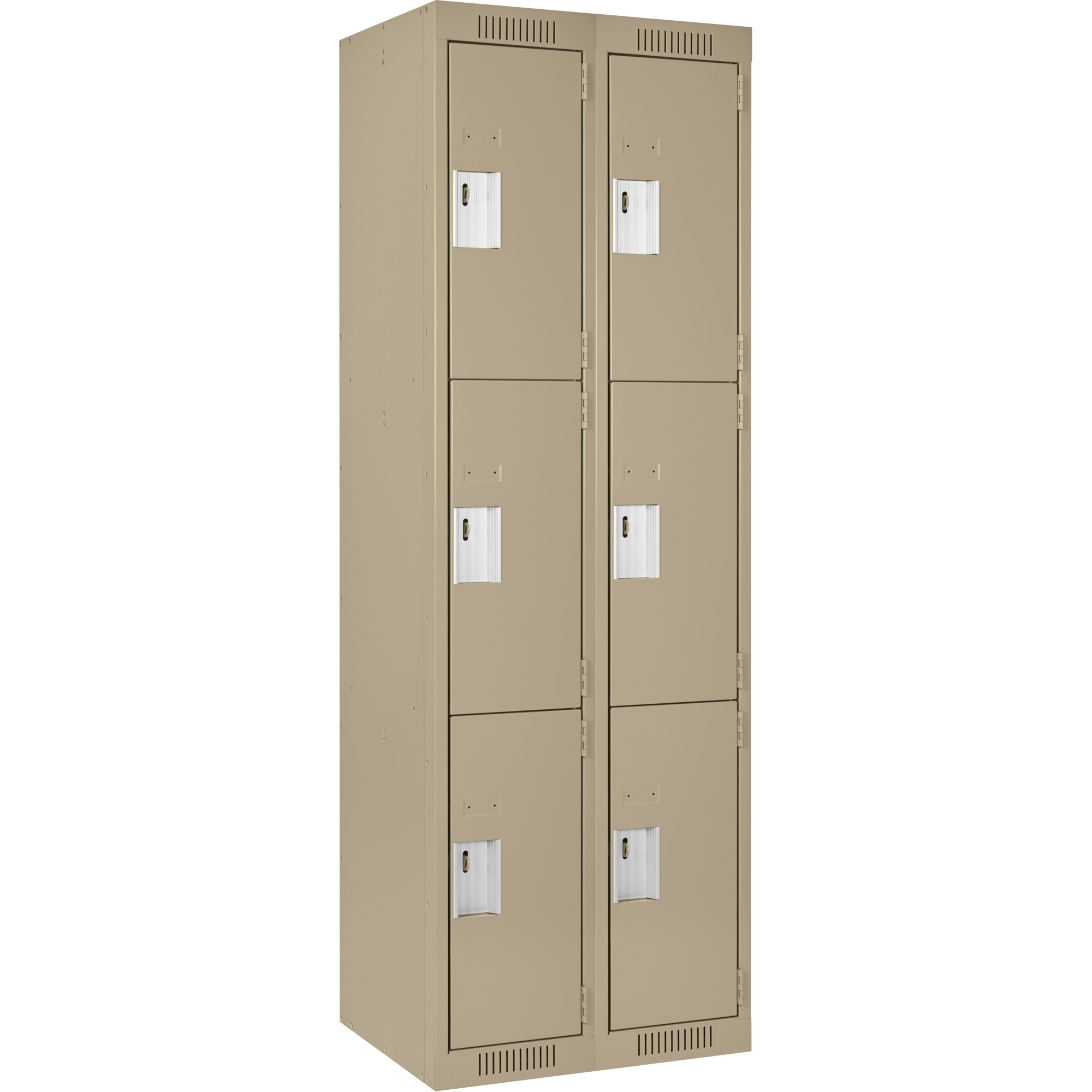 Casiers Clean LineMC, 3 niveaux, Bloc de 2, 24" x 18" x 72", Acier, Beige, Rivet (assemblé)