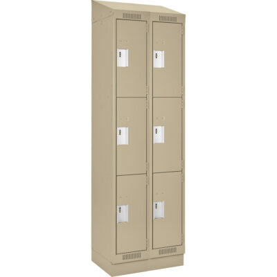 Casiers Clean LineMC, 3 niveaux, Bloc de 2, 30" x 18" x 82", Acier, Beige, Rivet (assemblé)