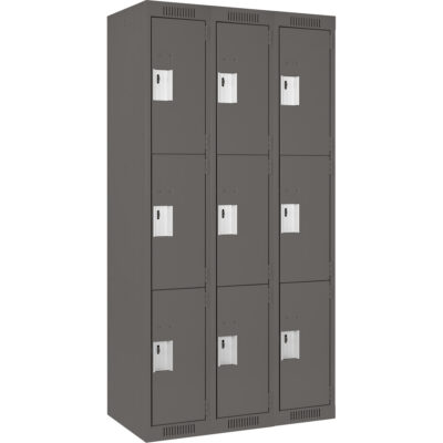 Casiers Clean LineMC, 3 niveaux, Bloc de 3, 36" x 12" x 72", Acier, Charbon, Rivet (assemblé)