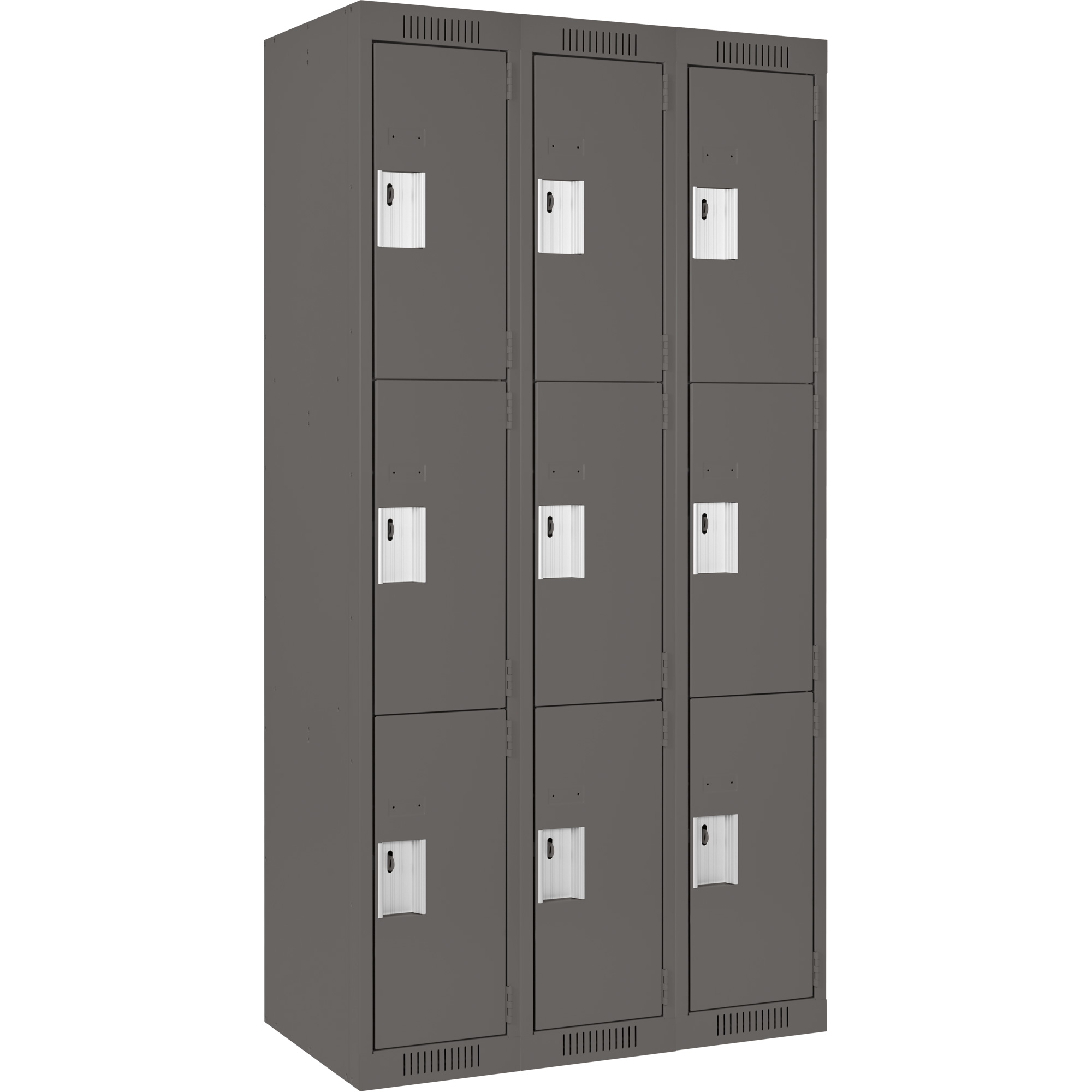 Casiers Clean LineMC, 3 niveaux, Bloc de 3, 36" x 15" x 72", Acier, Charbon, Rivet (assemblé)