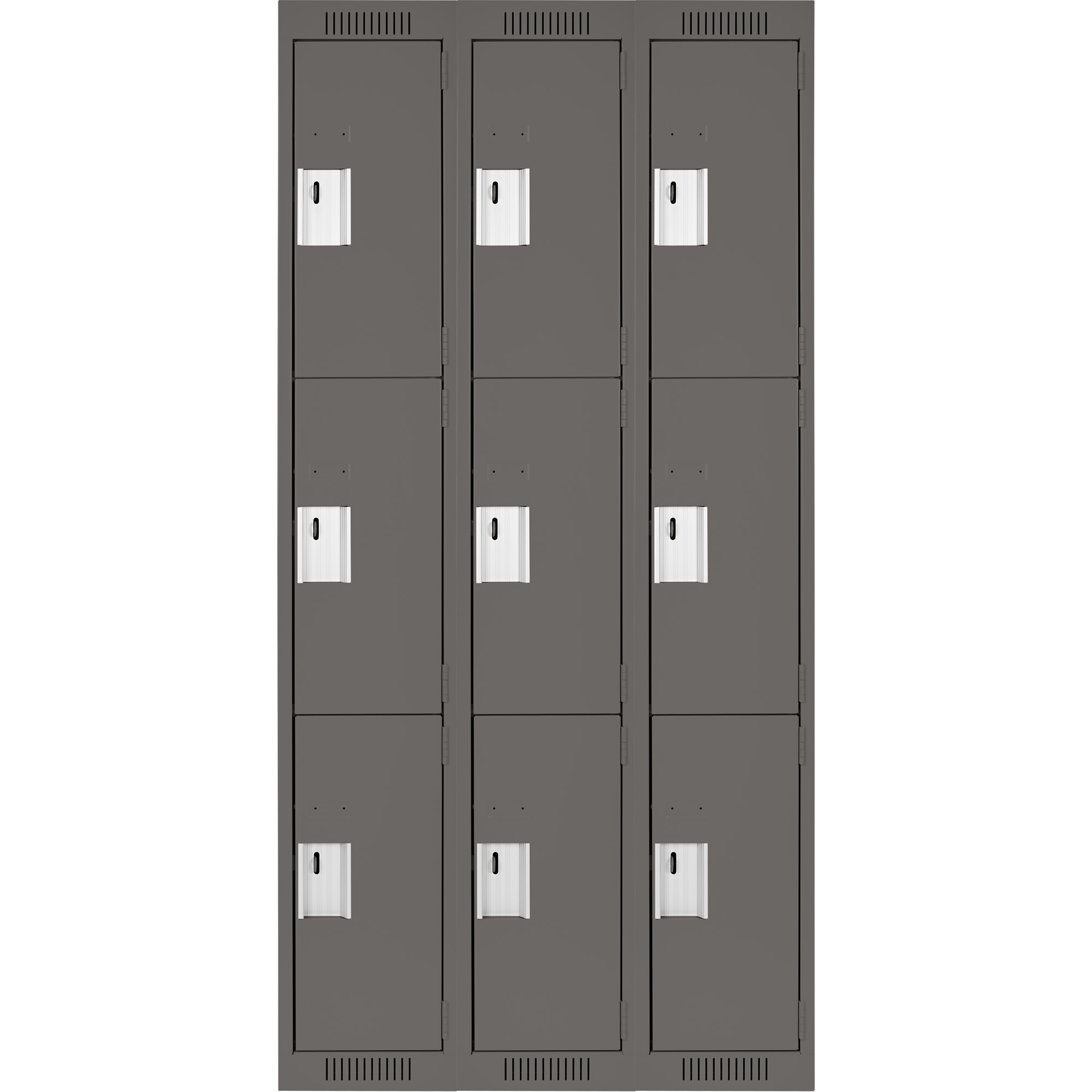 Casiers Clean LineMC, 3 niveaux, Bloc de 3, 36" x 12" x 72", Acier, Charbon, Rivet (assemblé) – Image 2