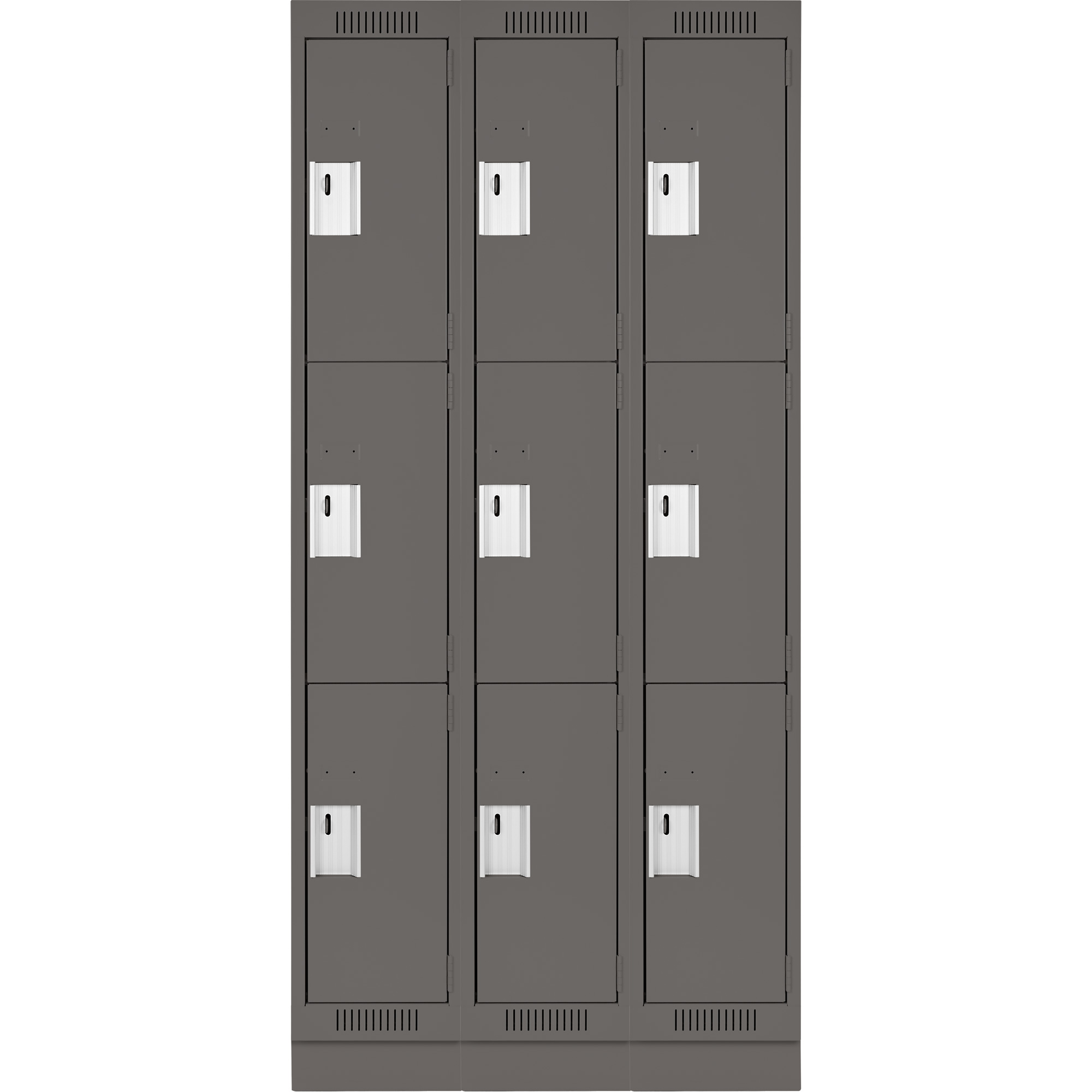 Casiers Clean LineMC, 3 niveaux, Bloc de 3, 36" x 12" x 76", Acier, Charbon, Rivet (assemblé) – Image 2