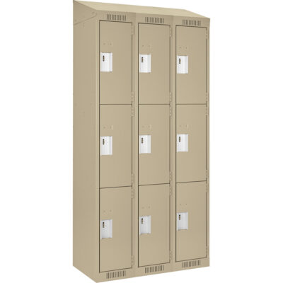 Casiers Clean LineMC, 3 niveaux, Bloc de 3, 36" x 12" x 78", Acier, Beige, Rivet (assemblé)