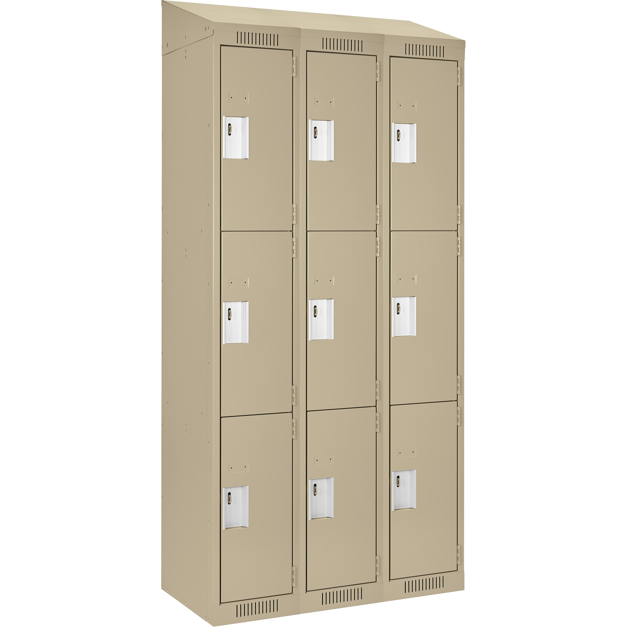 Casiers Clean LineMC, 3 niveaux, Bloc de 3, 36" x 12" x 78", Acier, Beige, Rivet (assemblé)