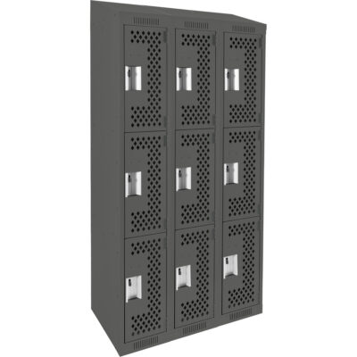 Casiers Clean LineMC, 3 niveaux, Bloc de 3, 36" x 15" x 78", Acier, Charbon, Rivet (assemblé), Perforé