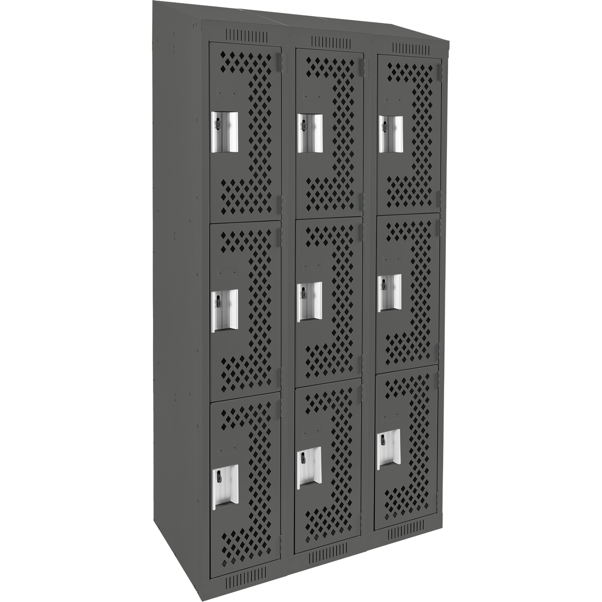 Casiers Clean LineMC, 3 niveaux, Bloc de 3, 36" x 15" x 78", Acier, Charbon, Rivet (assemblé), Perforé