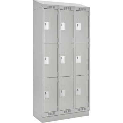 Casiers Clean LineMC, 3 niveaux, Bloc de 3, 36" x 12" x 82", Acier, Gris, Rivet (assemblé)