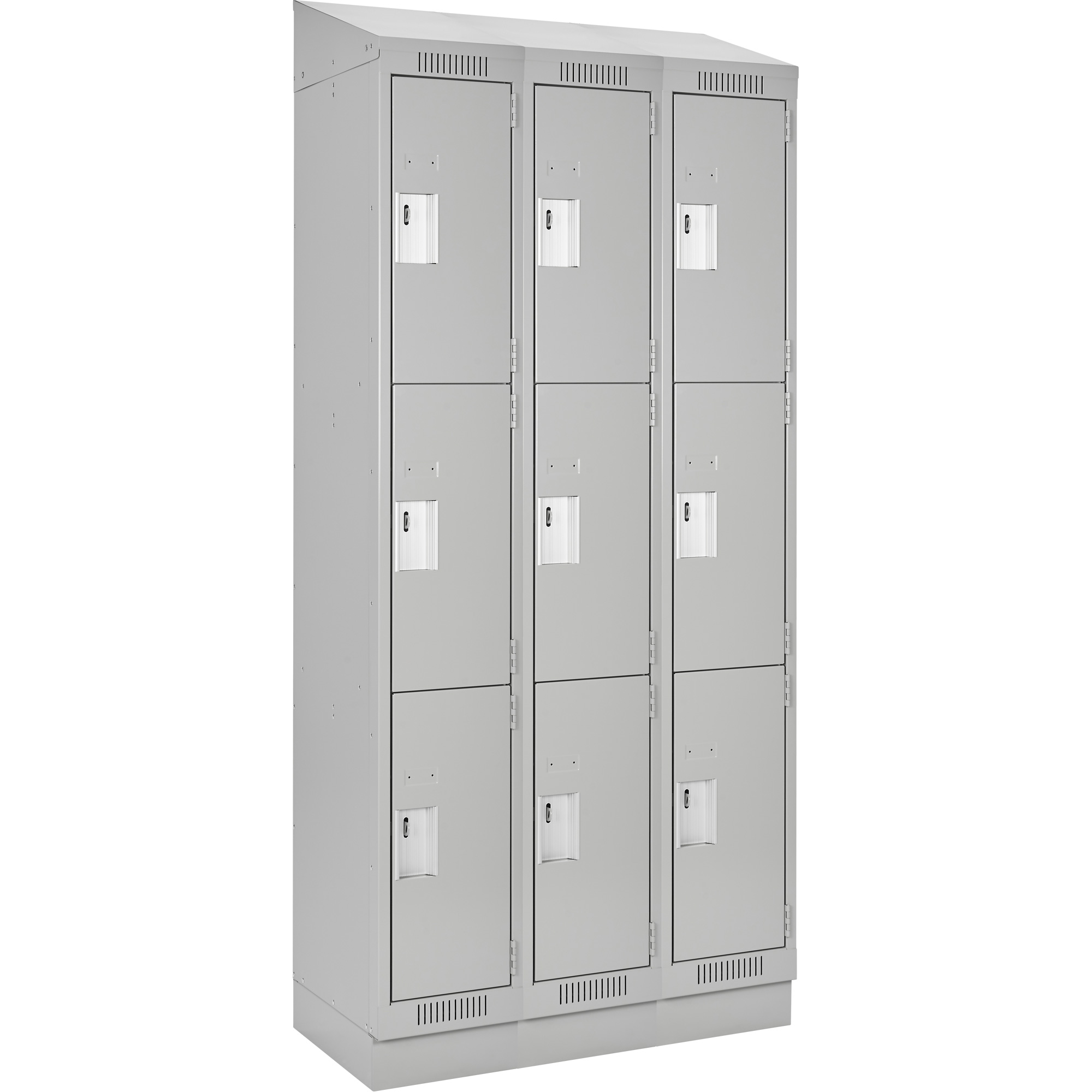Casiers Clean LineMC, 3 niveaux, Bloc de 3, 36" x 12" x 82", Acier, Gris, Rivet (assemblé)