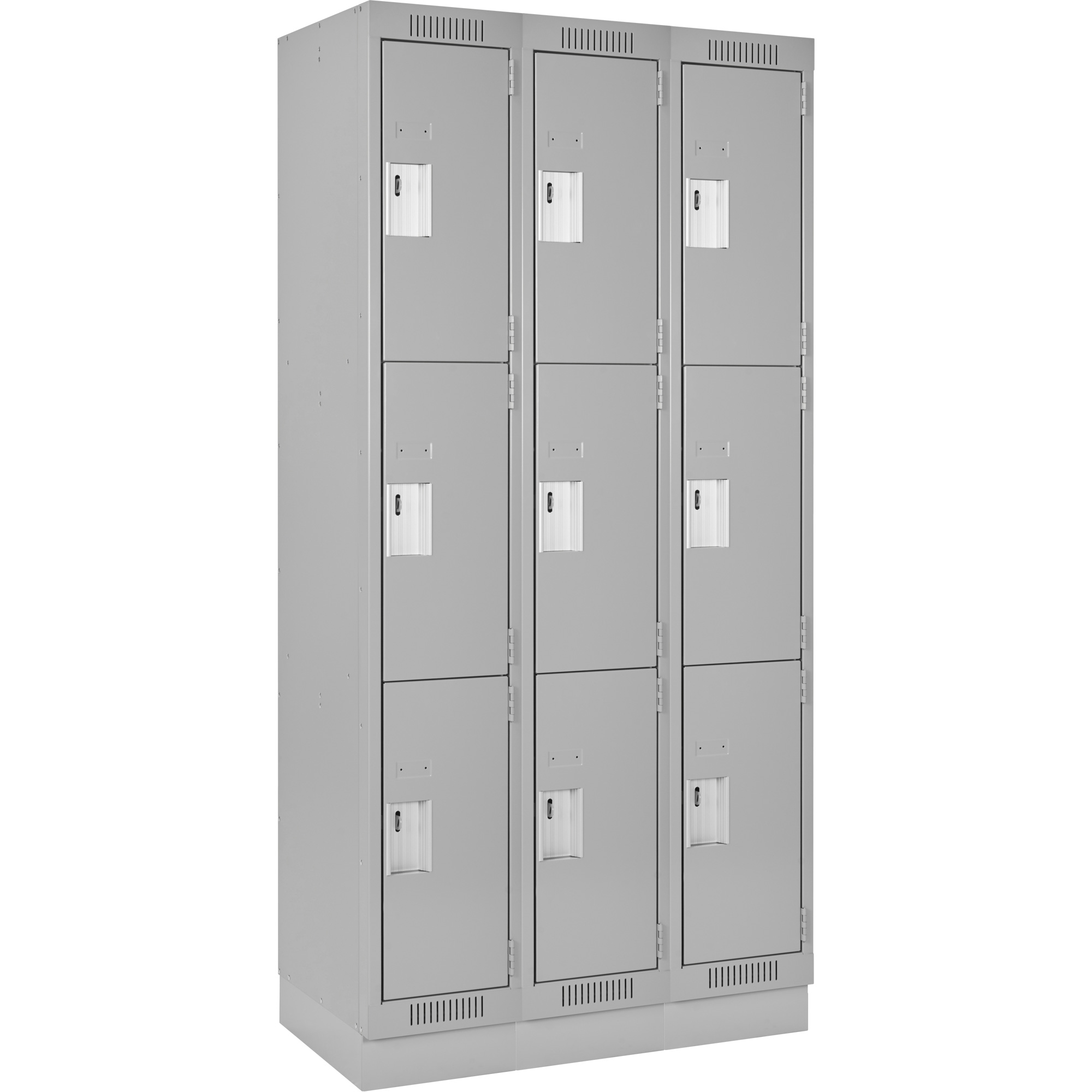 Casiers Clean LineMC, 3 niveaux, Bloc de 3, 36" x 12" x 76", Acier, Gris, Rivet (assemblé)