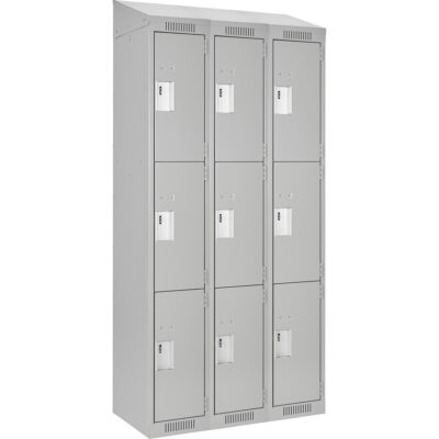 Casiers Clean LineMC, 3 niveaux, Bloc de 3, 36" x 12" x 78", Acier, Gris, Rivet (assemblé)