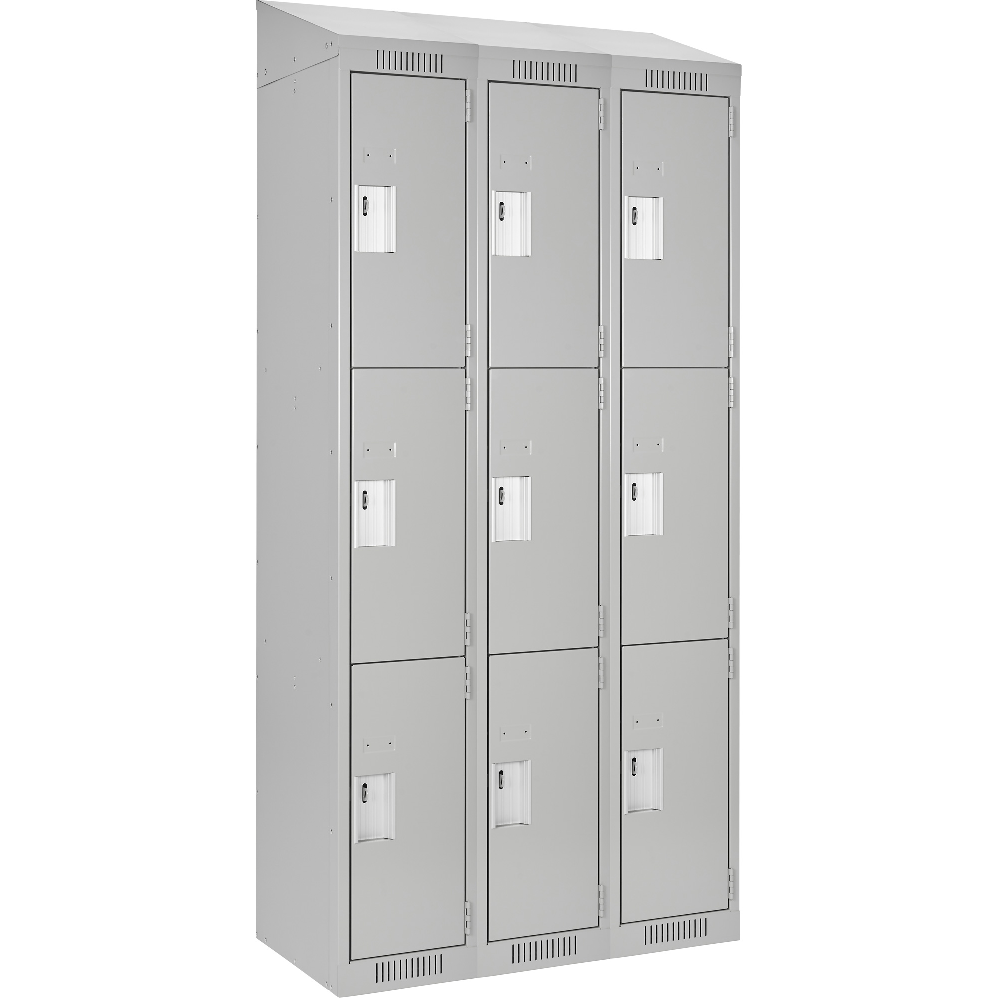 Casiers Clean LineMC, 3 niveaux, Bloc de 3, 36" x 12" x 78", Acier, Gris, Rivet (assemblé)
