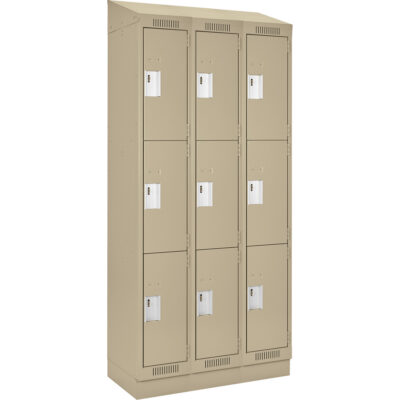 Casiers Clean LineMC, 3 niveaux, Bloc de 3, 54" x 18" x 82", Acier, Beige, Rivet (assemblé)