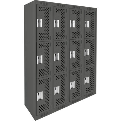Casiers Clean LineMC, 3 niveaux, Bloc de 4, 48" x 12" x 72", Acier, Charbon, Rivet (assemblé), Perforé