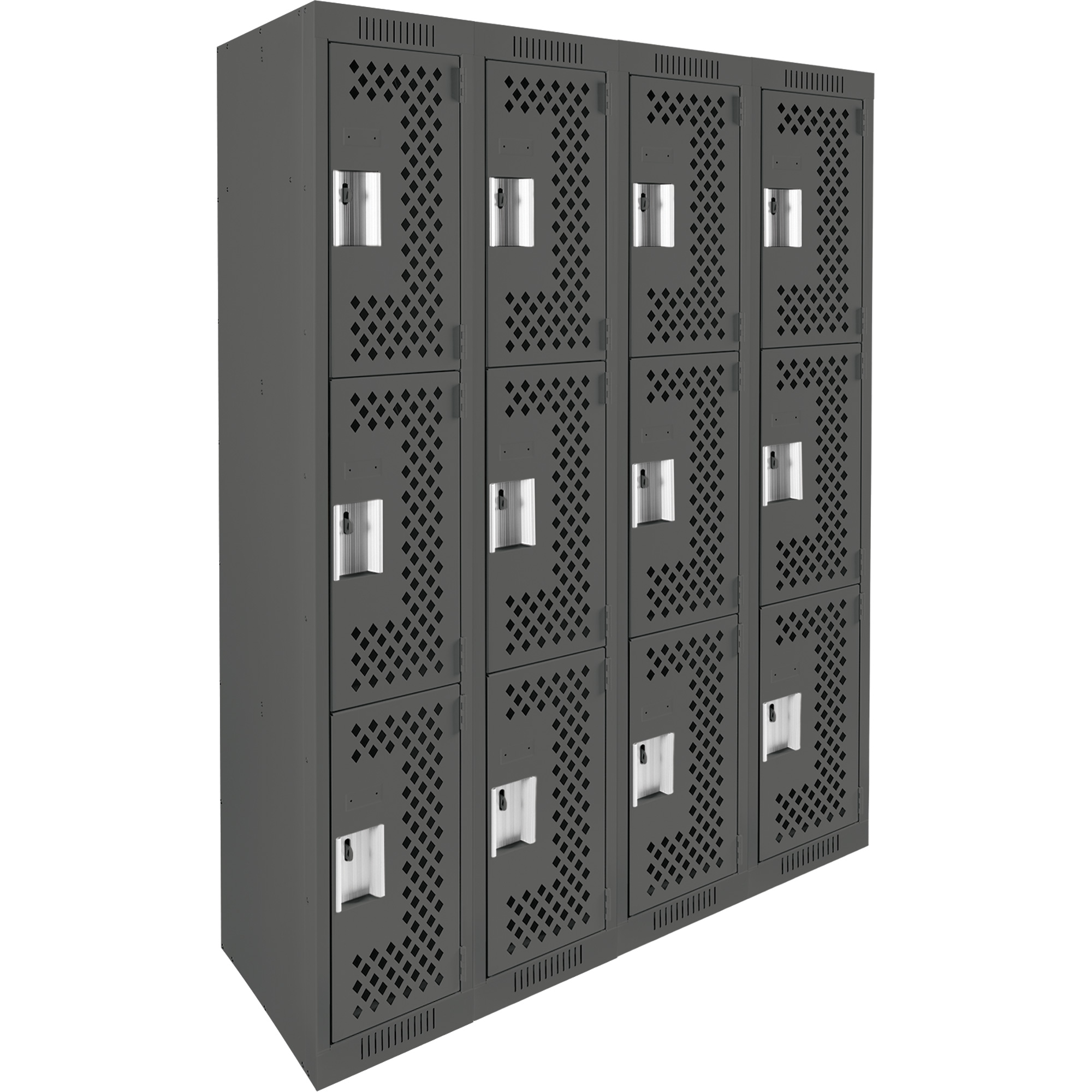 Casiers Clean LineMC, 3 niveaux, Bloc de 4, 48" x 12" x 72", Acier, Charbon, Rivet (assemblé), Perforé