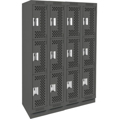 Casiers Clean LineMC, 3 niveaux, Bloc de 4, 48" x 12" x 76", Acier, Charbon, Rivet (assemblé), Perforé