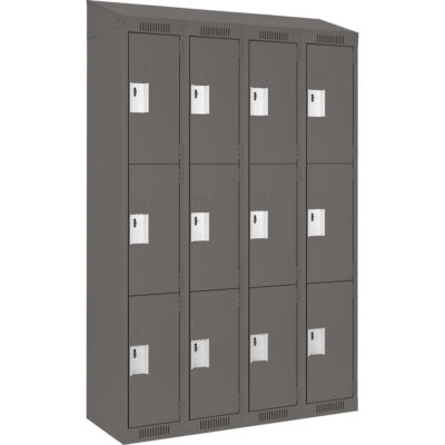 Casiers Clean LineMC, 3 niveaux, Bloc de 4, 48" x 12" x 78", Acier, Charbon, Rivet (assemblé)