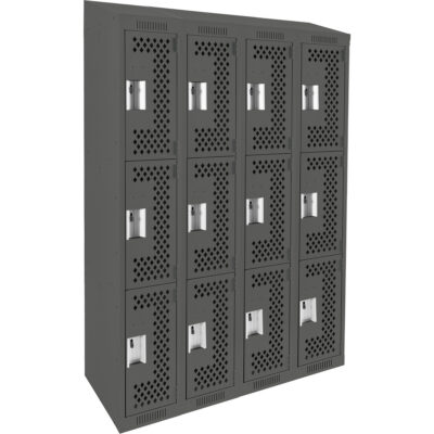 Casiers Clean LineMC, 3 niveaux, Bloc de 4, 48" x 18" x 78", Acier, Charbon, Rivet (assemblé), Perforé