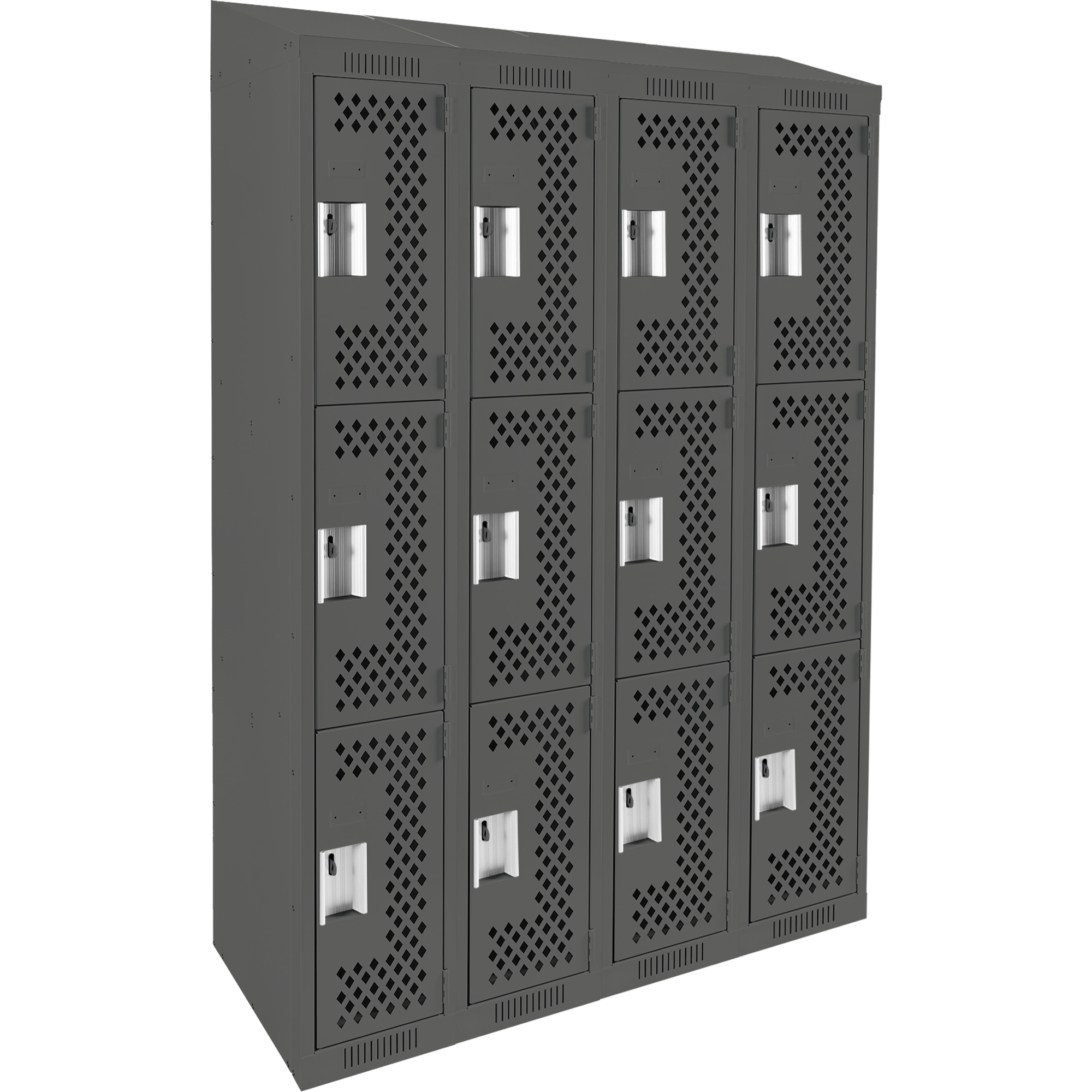 Casiers Clean LineMC, 3 niveaux, Bloc de 4, 48" x 18" x 78", Acier, Charbon, Rivet (assemblé), Perforé