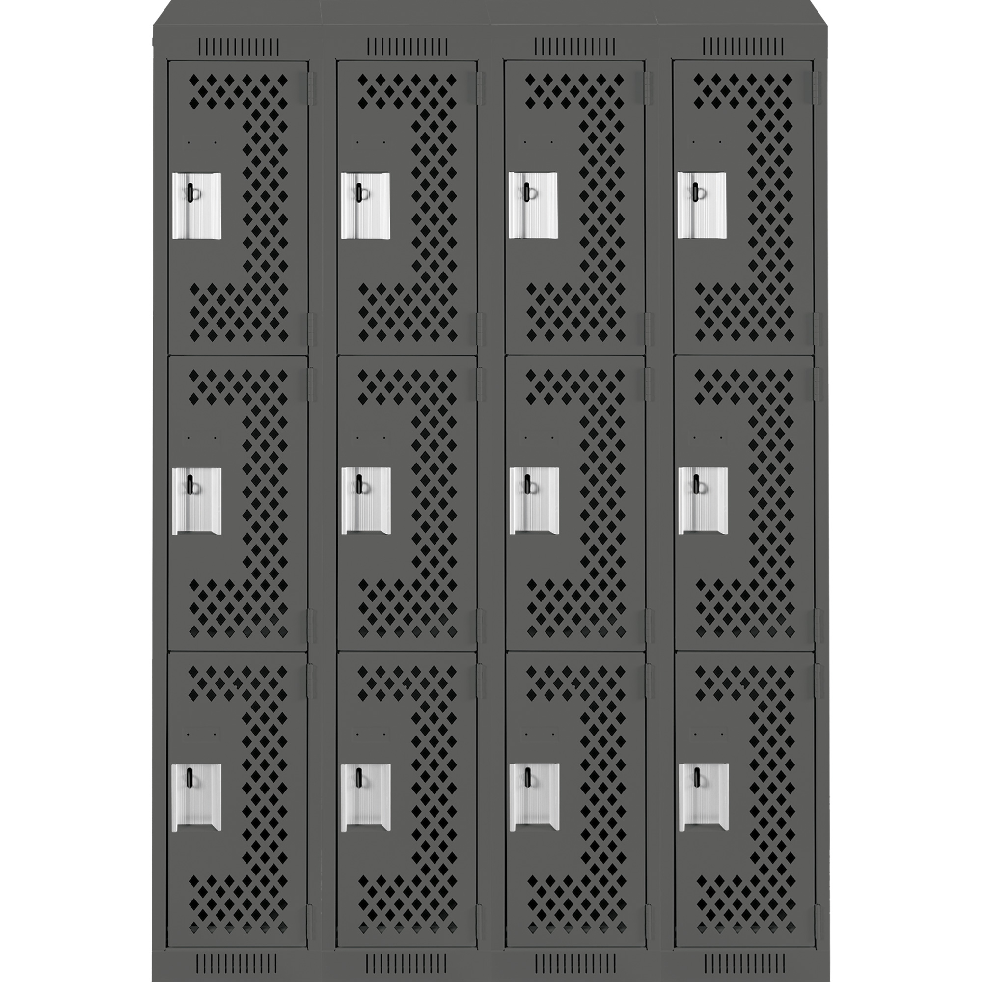Casiers Clean LineMC, 3 niveaux, Bloc de 4, 48" x 18" x 78", Acier, Charbon, Rivet (assemblé), Perforé – Image 2
