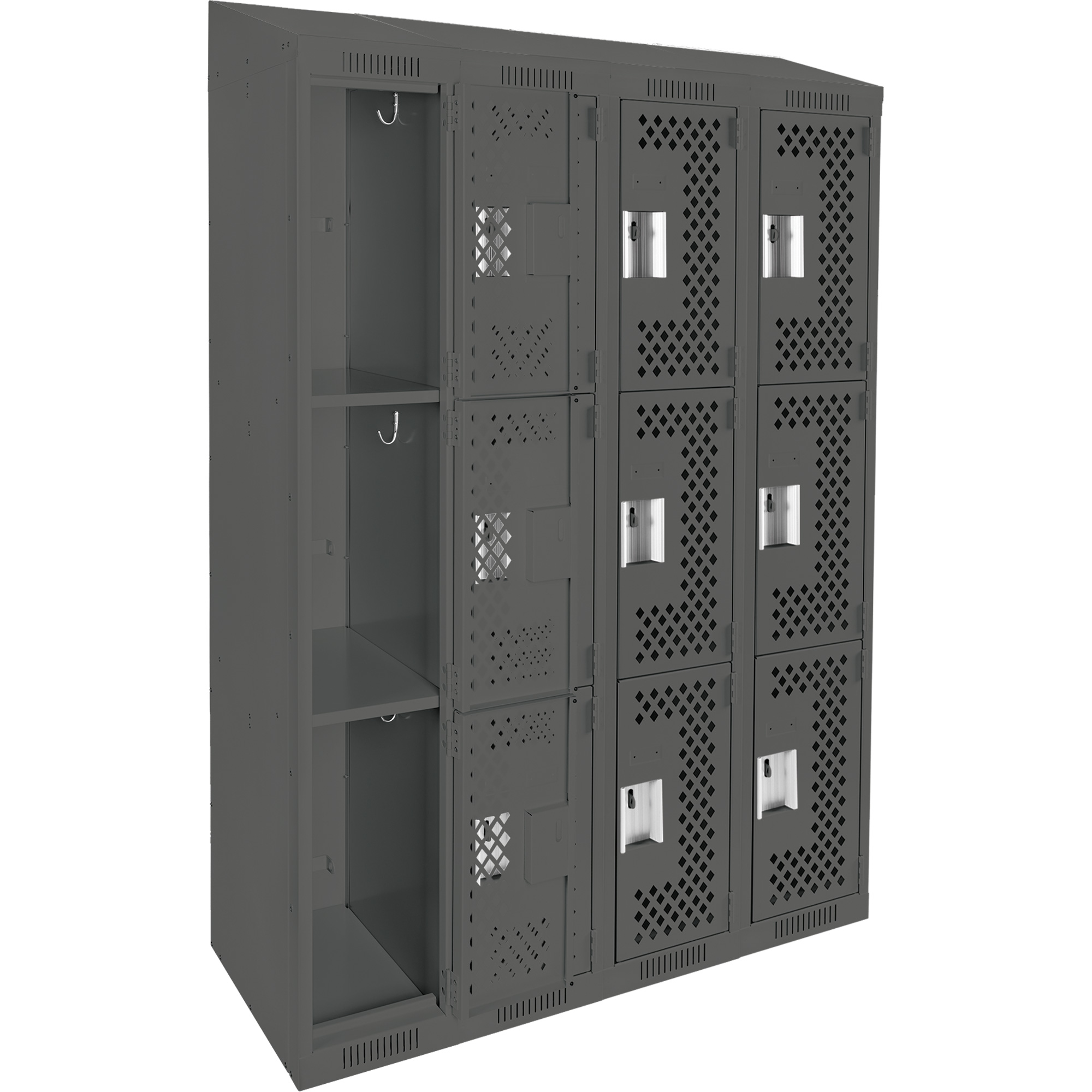 Casiers Clean LineMC, 3 niveaux, Bloc de 4, 48" x 18" x 78", Acier, Charbon, Rivet (assemblé), Perforé – Image 3