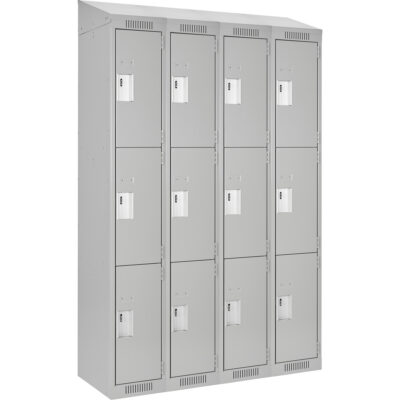 Casiers Clean LineMC, 3 niveaux, Bloc de 4, 48" x 18" x 78", Acier, Gris, Rivet (assemblé)