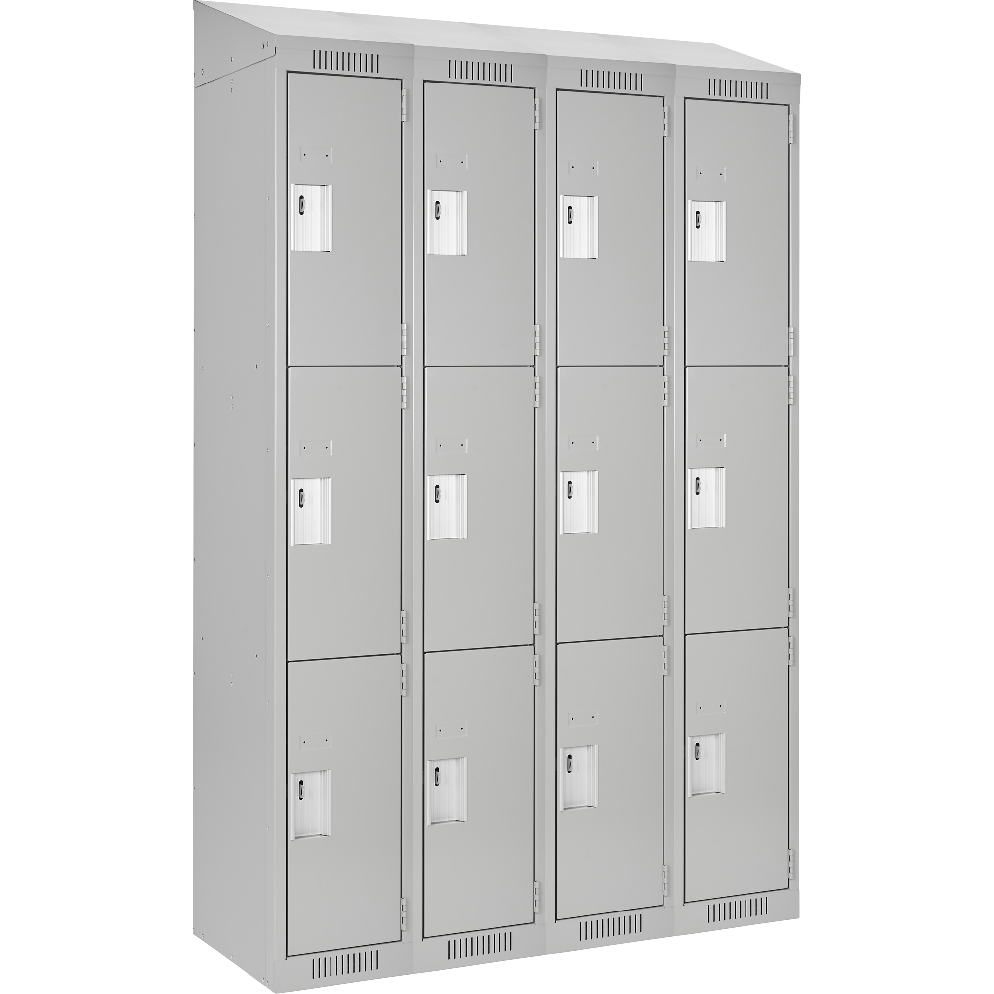 Casiers Clean LineMC, 3 niveaux, Bloc de 4, 48" x 18" x 78", Acier, Gris, Rivet (assemblé)