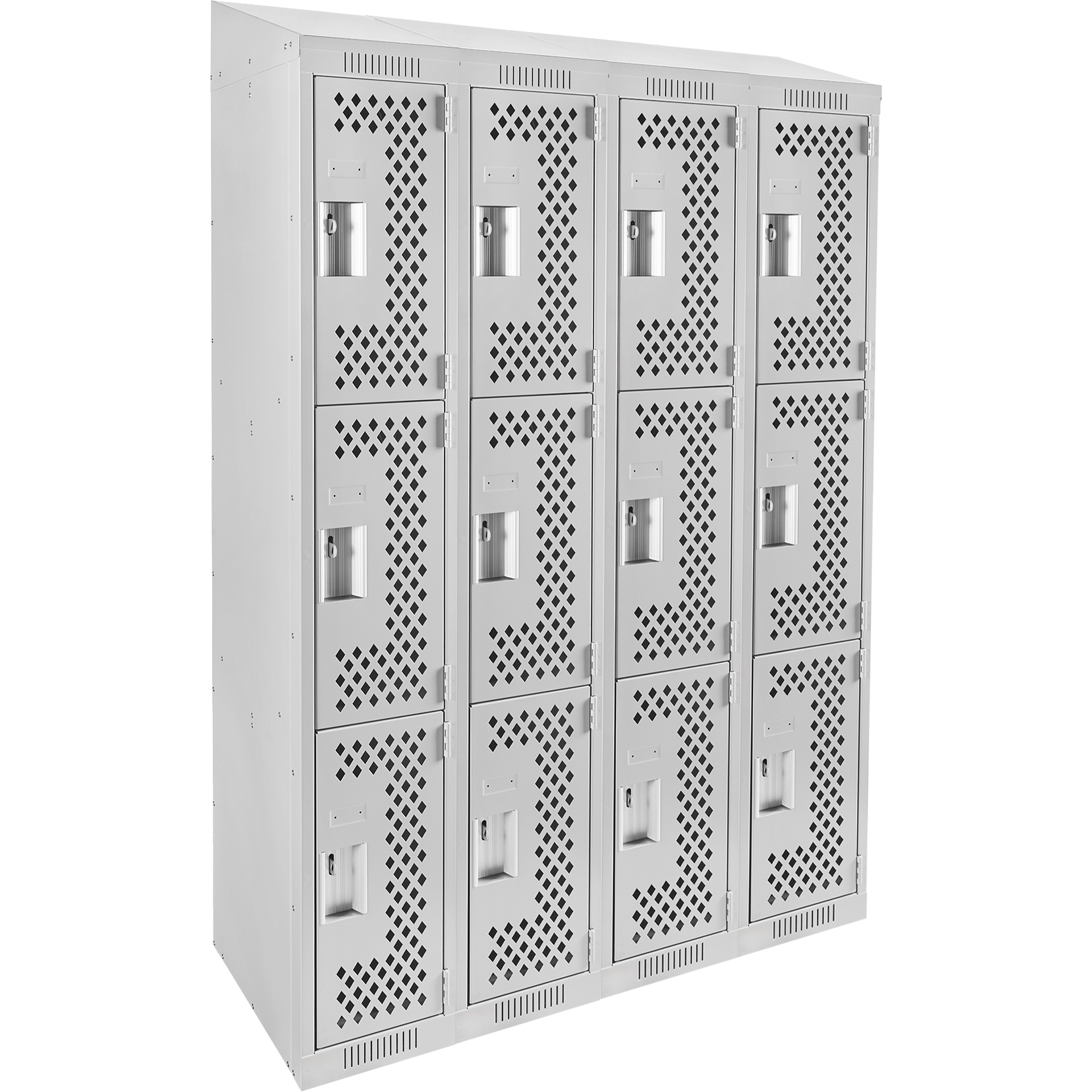 Casiers Clean LineMC, 3 niveaux, Bloc de 4, 48" x 12" x 78", Acier, Gris, Rivet (assemblé), Perforé