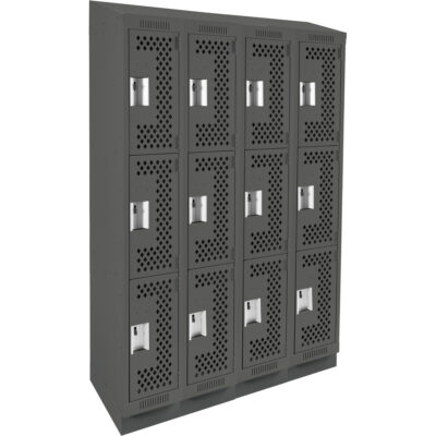 Casiers Clean LineMC, 3 niveaux, Bloc de 4, 48" x 18" x 82", Acier, Charbon, Rivet (assemblé), Perforé