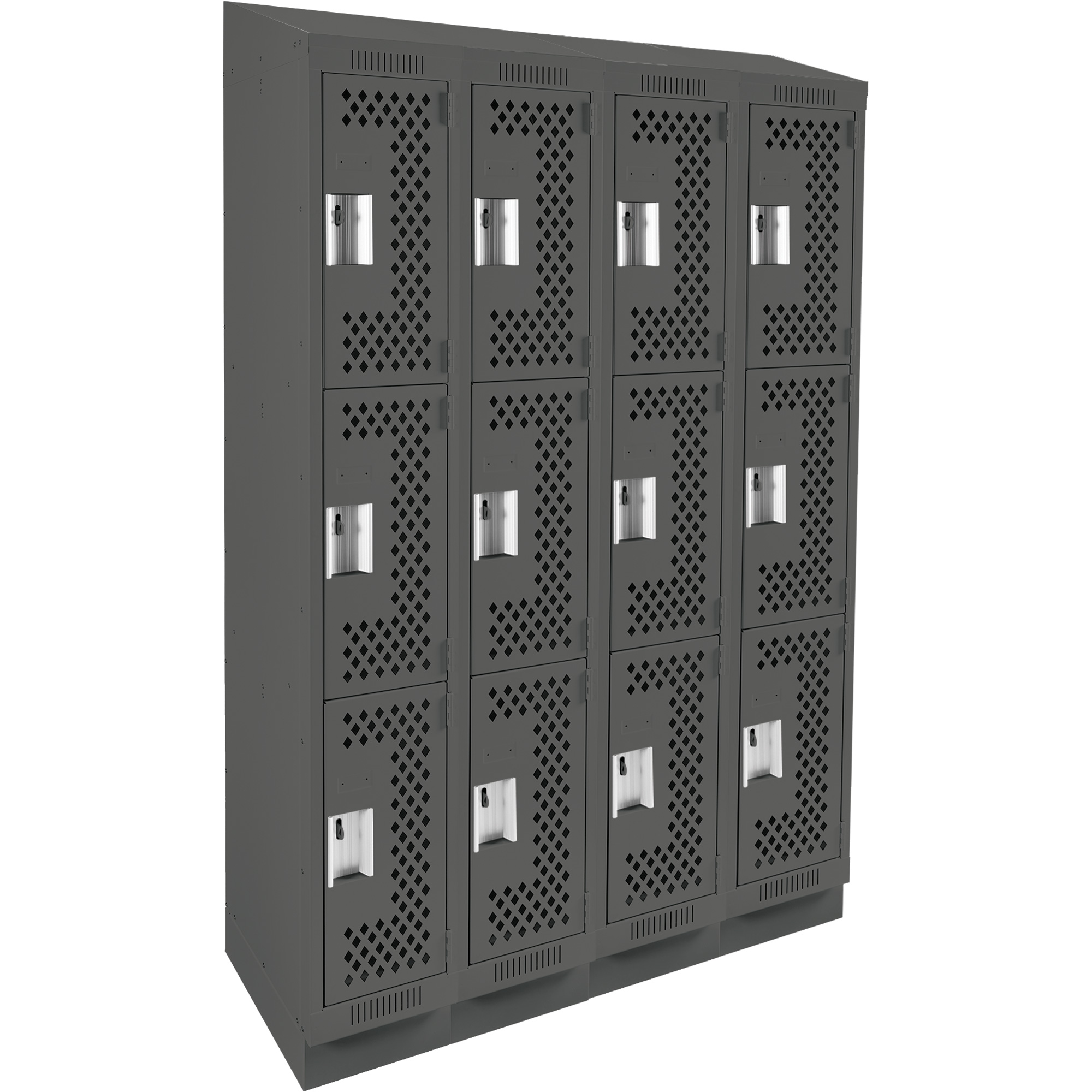 Casiers Clean LineMC, 3 niveaux, Bloc de 4, 48" x 18" x 82", Acier, Charbon, Rivet (assemblé), Perforé