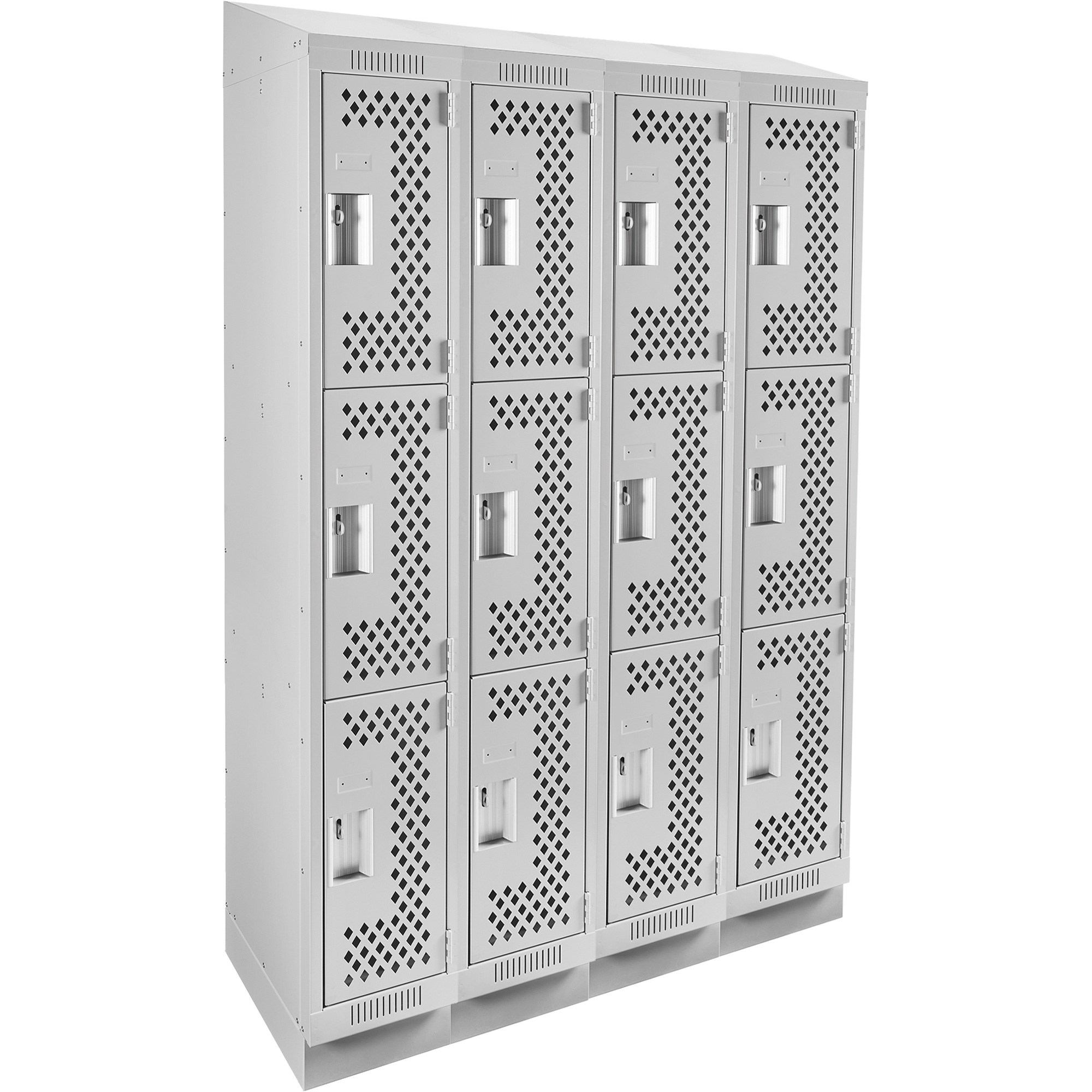 Casiers Clean LineMC, 3 niveaux, Bloc de 4, 48" x 12" x 82", Acier, Gris, Rivet (assemblé), Perforé