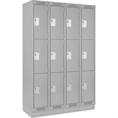 Casiers Clean LineMC, 3 niveaux, Bloc de 4, 48" x 18" x 76", Acier, Gris, Rivet (assemblé)