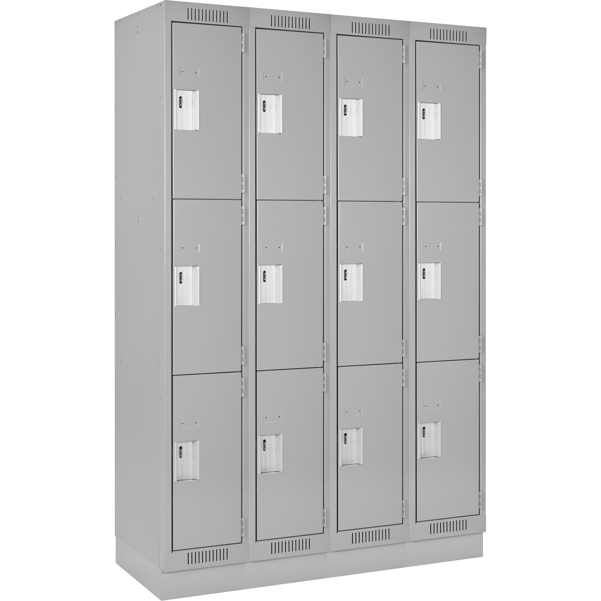 Casiers Clean LineMC, 3 niveaux, Bloc de 4, 48" x 18" x 76", Acier, Gris, Rivet (assemblé)