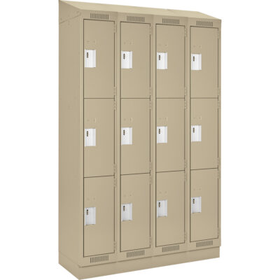 Casiers Clean LineMC, 3 niveaux, Bloc de 4, 48" x 12" x 82", Acier, Beige, Rivet (assemblé)