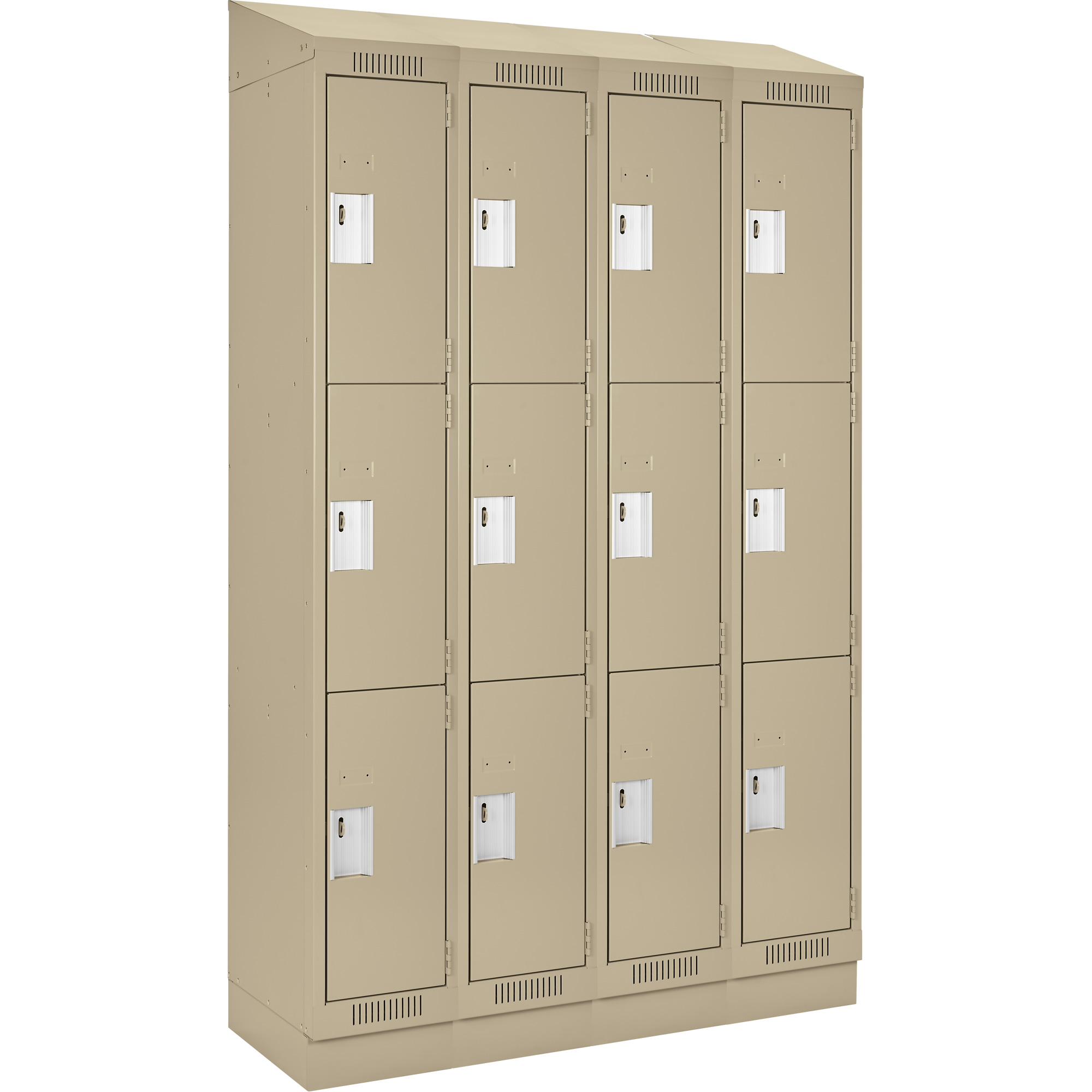 Casiers Clean LineMC, 3 niveaux, Bloc de 4, 48" x 12" x 82", Acier, Beige, Rivet (assemblé)