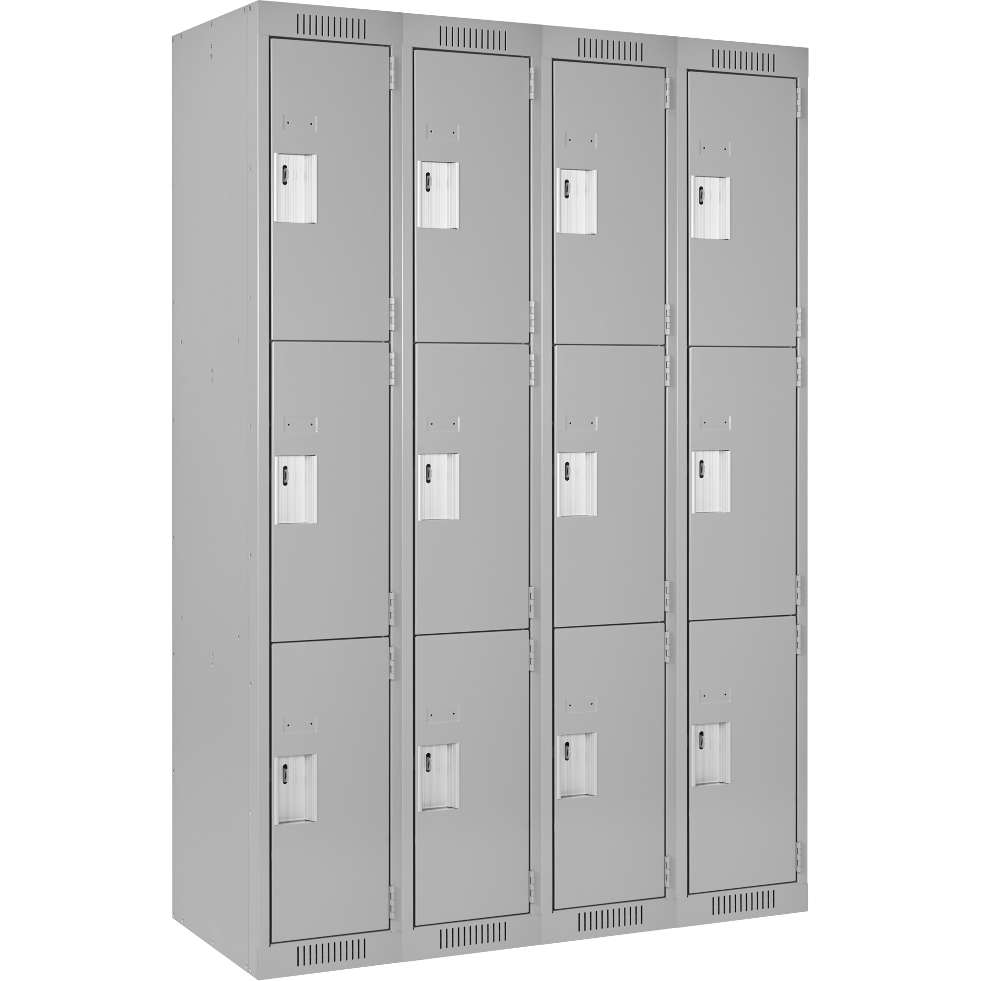 Casiers Clean LineMC, 3 niveaux, Bloc de 4, 48" x 12" x 72", Acier, Gris, Rivet (assemblé)
