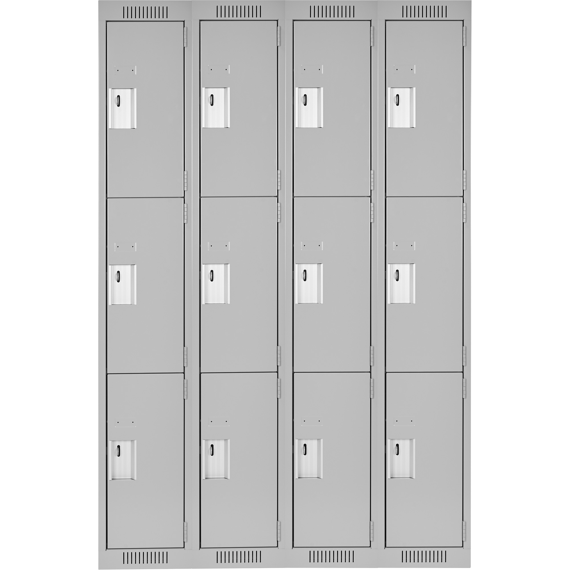 Casiers Clean LineMC, 3 niveaux, Bloc de 4, 48" x 12" x 72", Acier, Gris, Rivet (assemblé) – Image 2