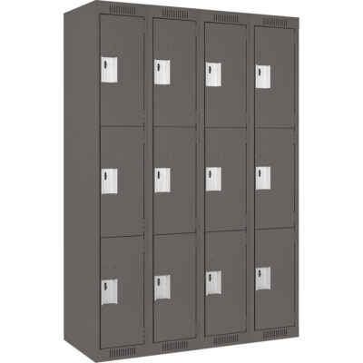 Casiers Clean LineMC, 3 niveaux, Bloc de 4, 48" x 18" x 72", Acier, Charbon, Rivet (assemblé)