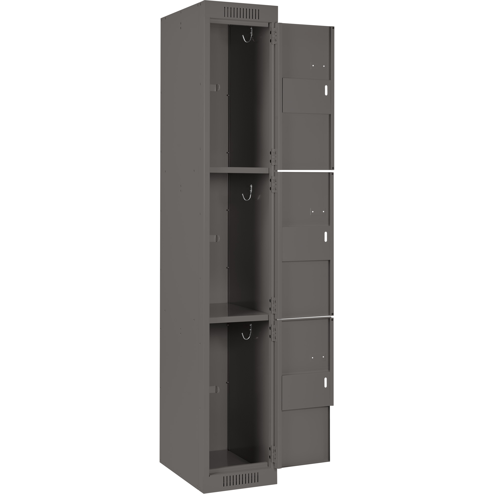 Casiers Clean LineMC, 3 niveaux, Bloc de 3, 36" x 12" x 72", Acier, Charbon, Rivet (assemblé) – Image 3