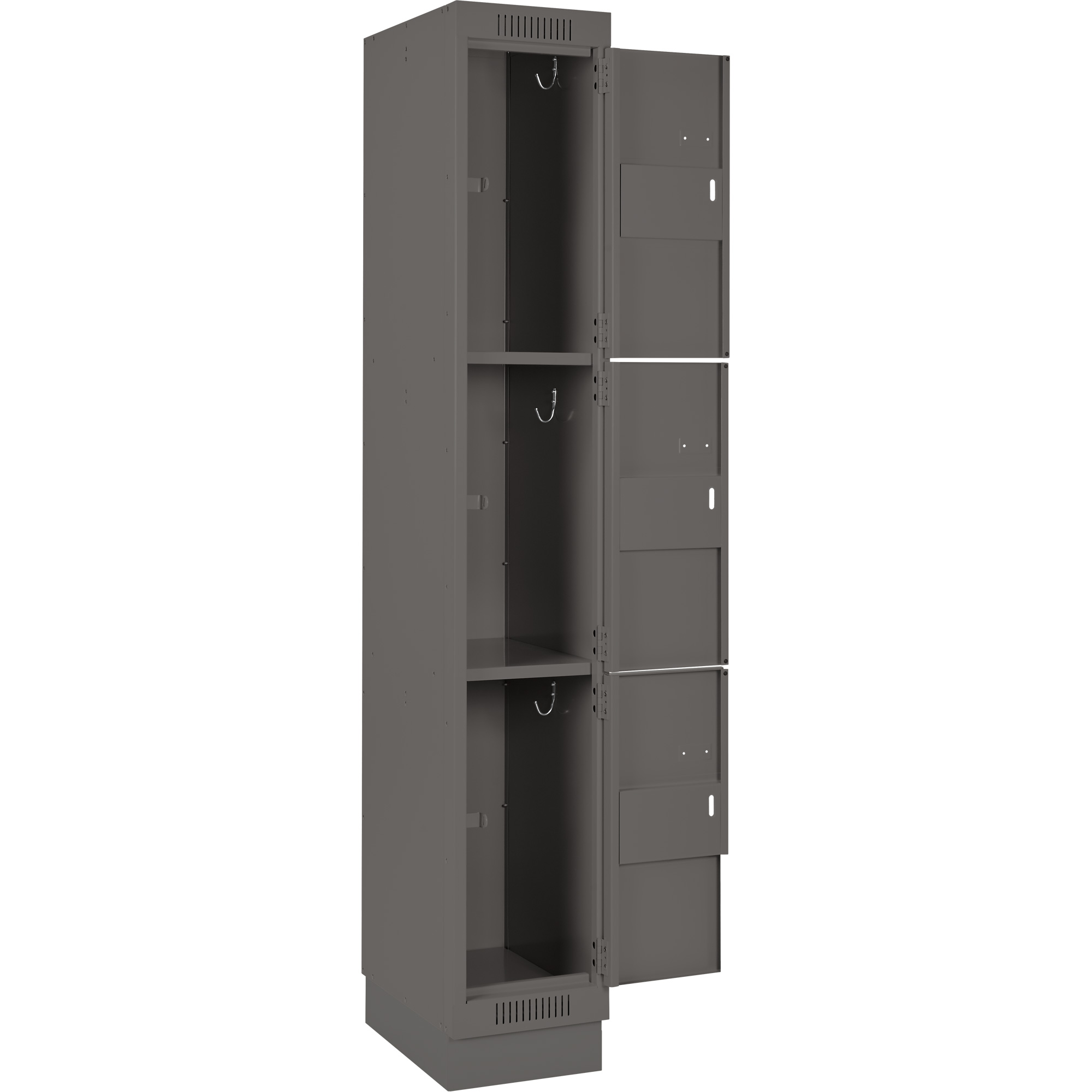 Casiers Clean LineMC, 3 niveaux, Bloc de 3, 36" x 12" x 76", Acier, Charbon, Rivet (assemblé) – Image 3