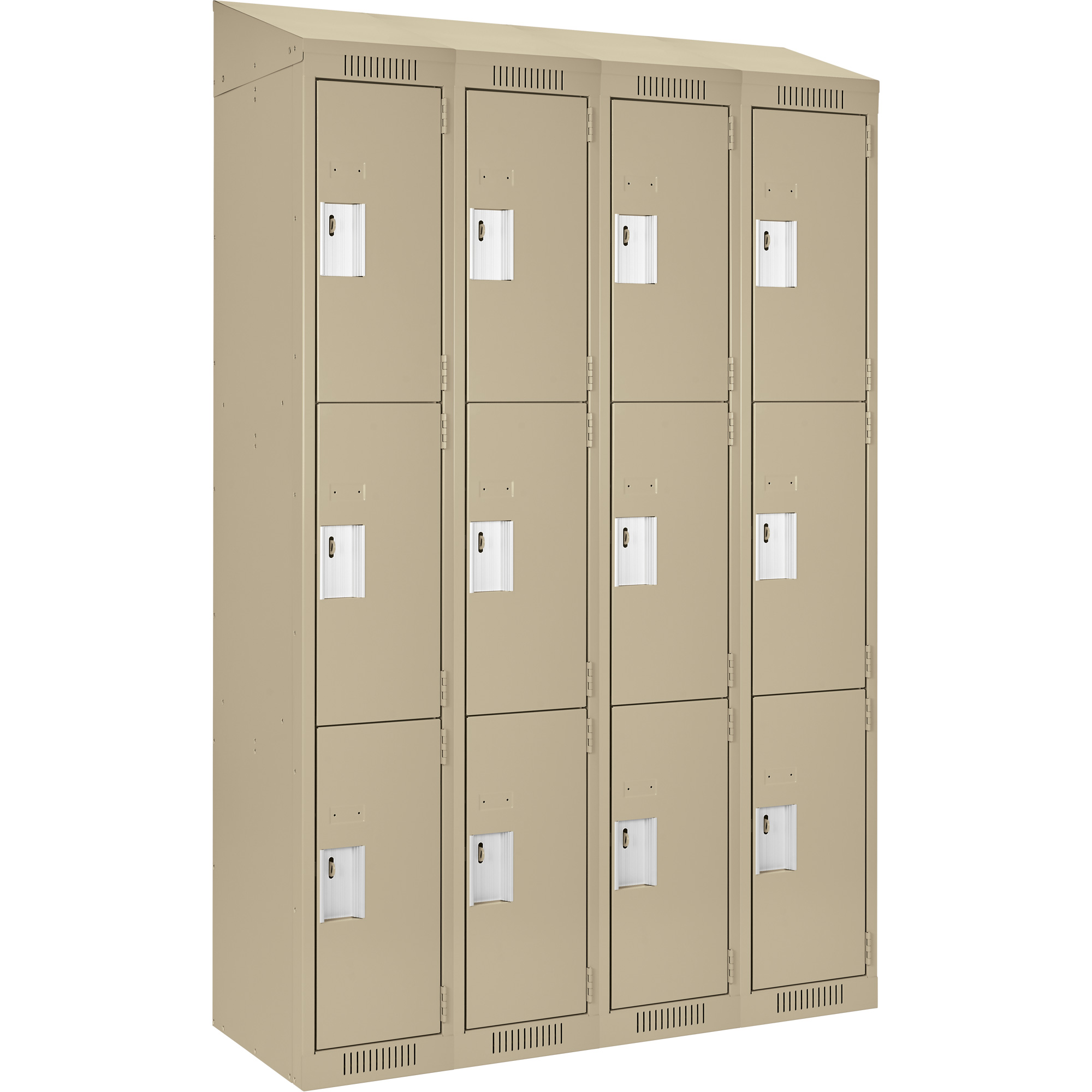 Casiers Clean LineMC, 3 niveaux, Bloc de 4, 48" x 18" x 78", Acier, Beige, Rivet (assemblé)