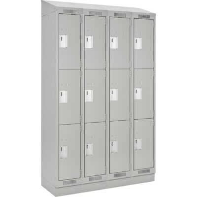 Casiers Clean LineMC, 3 niveaux, Bloc de 4, 48" x 18" x 82", Acier, Gris, Rivet (assemblé)