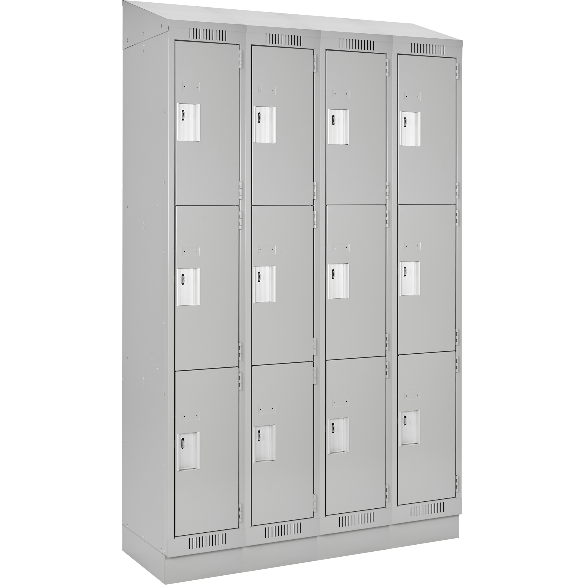 Casiers Clean LineMC, 3 niveaux, Bloc de 4, 48" x 18" x 82", Acier, Gris, Rivet (assemblé)
