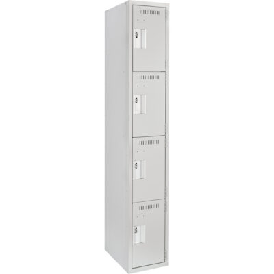 Casiers Clean LineMC, 4 niveaux, 12" x 15" x 72", Acier, Gris, Rivet (assemblé)