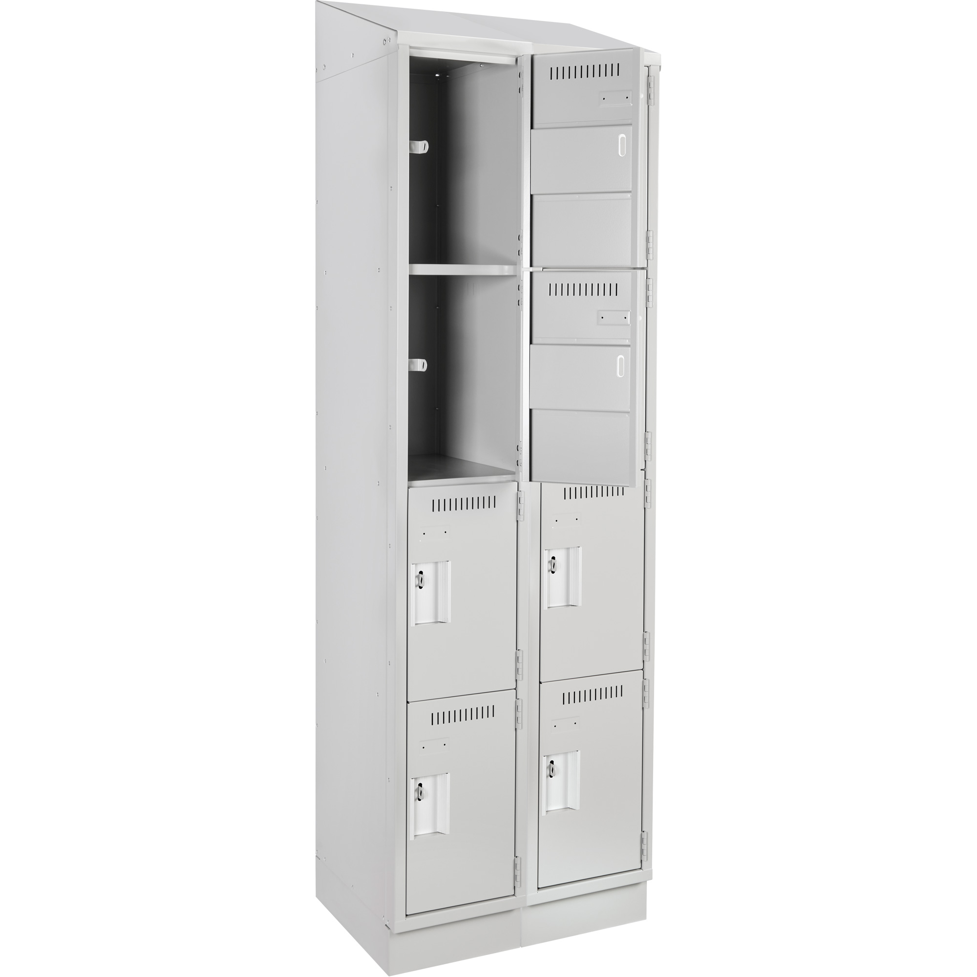 Casiers Clean LineMC, 4 niveaux, Bloc de 2, 24" x 12" x 82", Acier, Gris, Rivet (assemblé) – Image 3